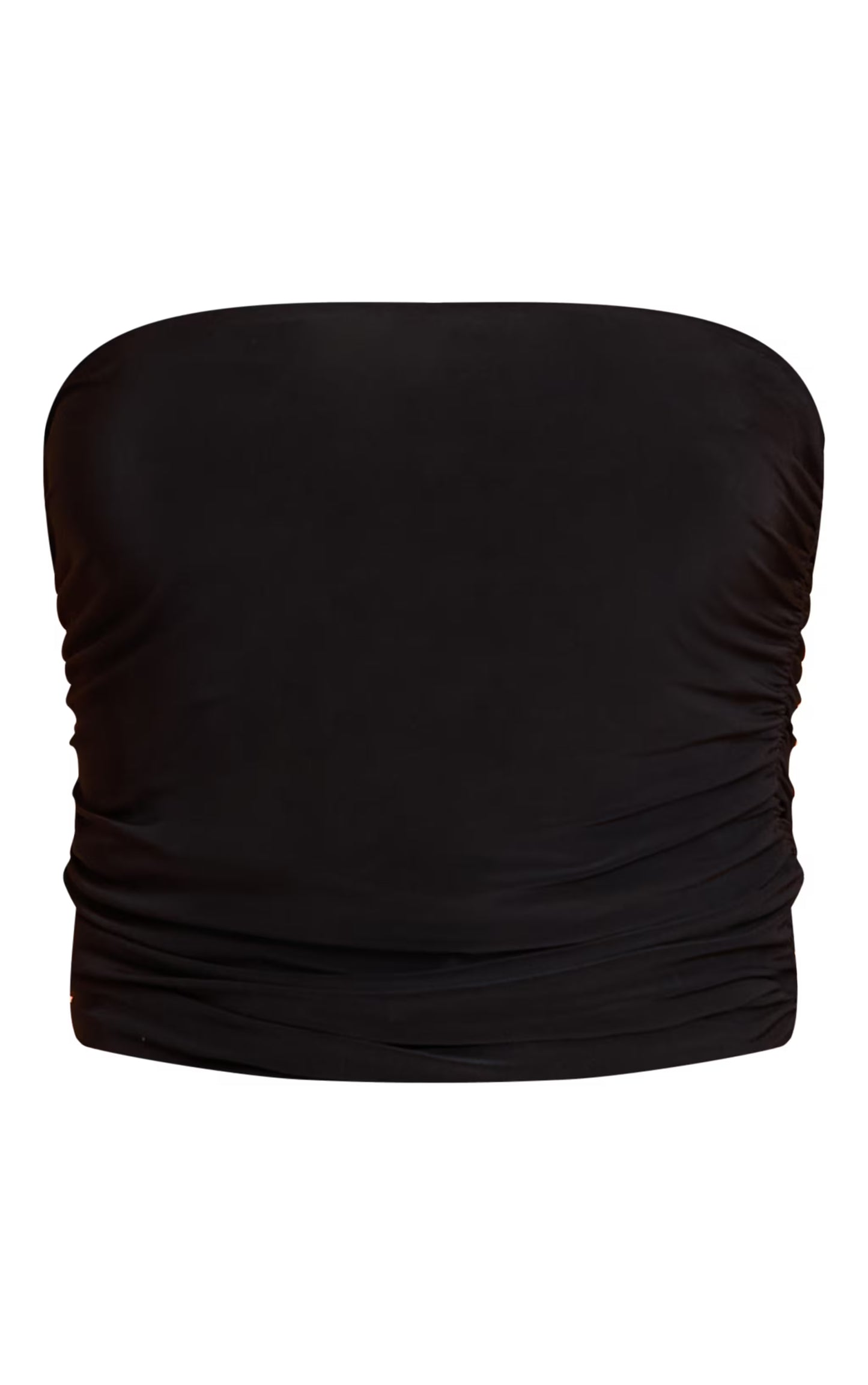 Petite Black Ruched Bandeau Top