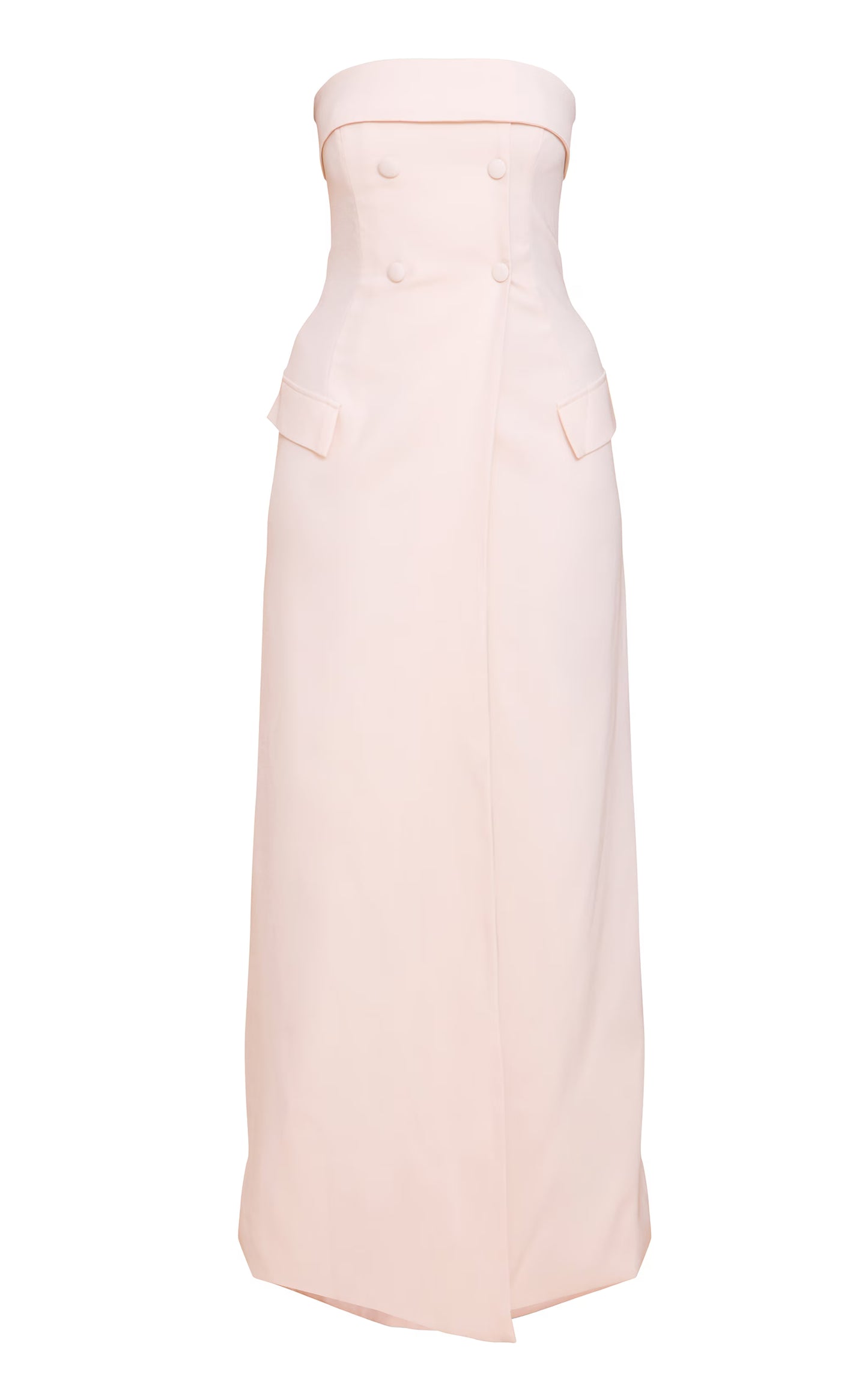 Butter Cream Tailored Woven Button Split Detail Bandeau Maxi Dress