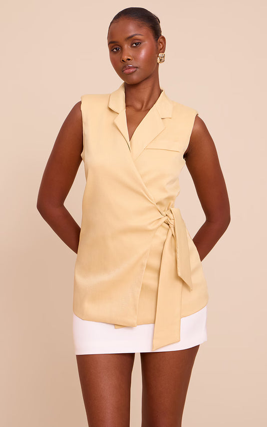 Butter Yellow Tie Waist Vest