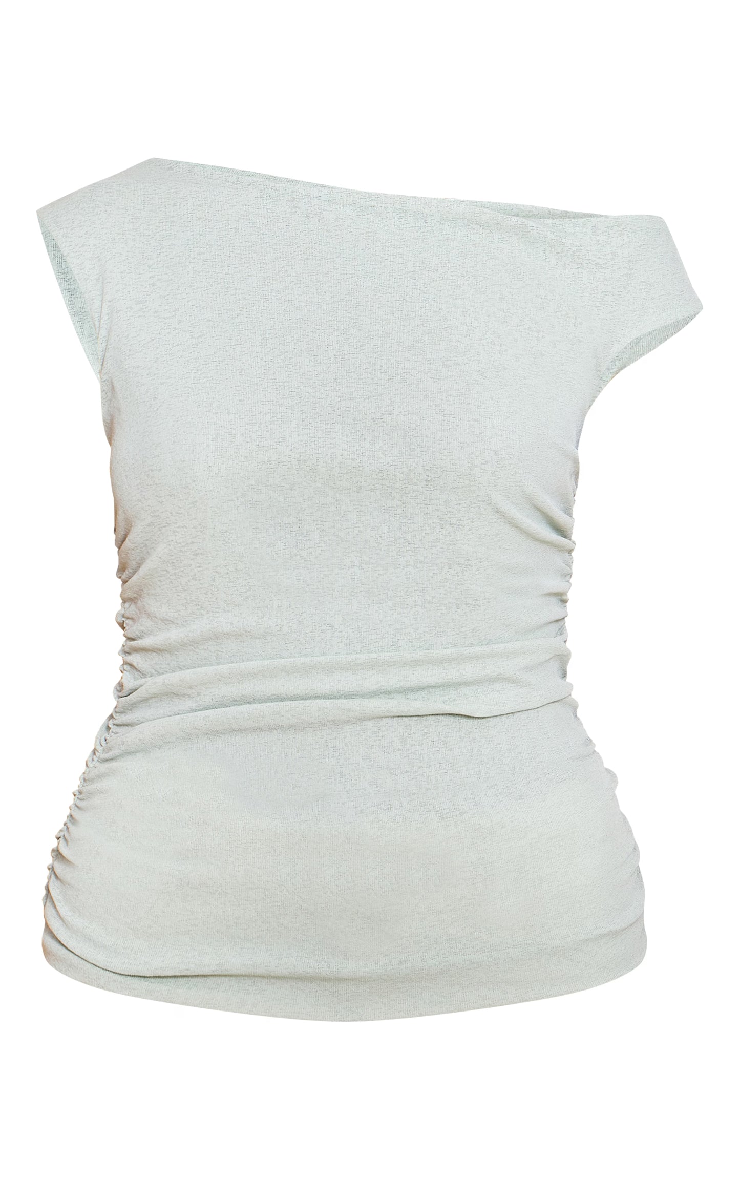 Sage Double Layer Onion Skin Ruched Sleeveless Top