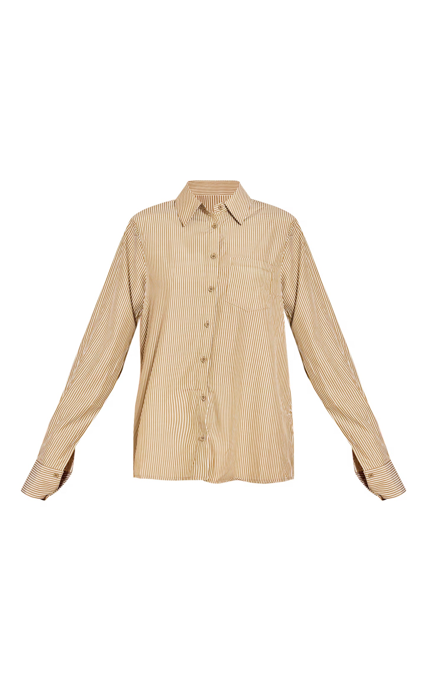 Olive Stripe Shoulder Pad Oversized Shirt