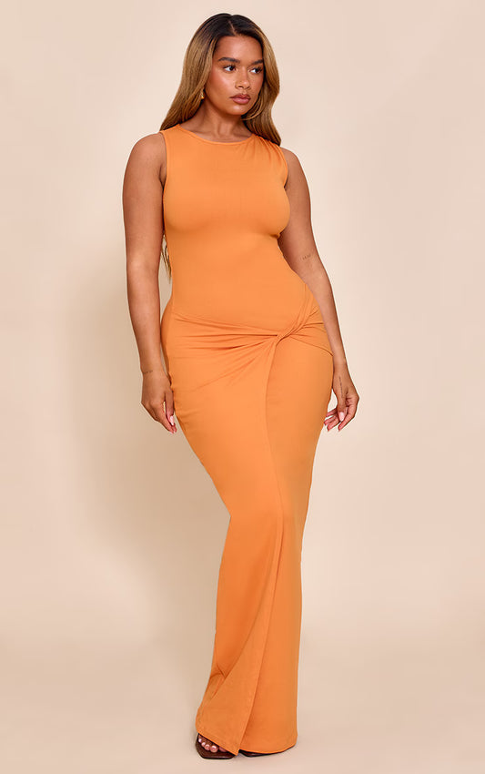 Shape Apricot Sculpt Boat Neck Wrap Waist Maxi Dress
