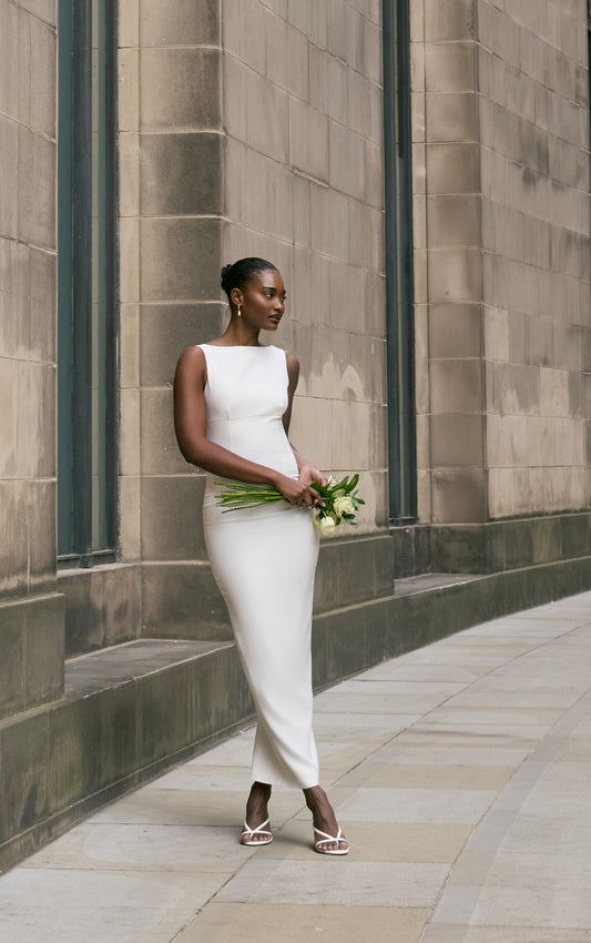 Premium White Scoop Back Maxi Dress
