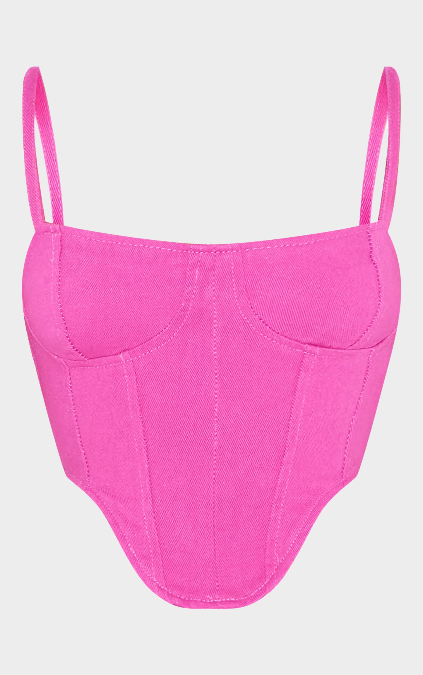 Pink Dipped Hem Denim Corset