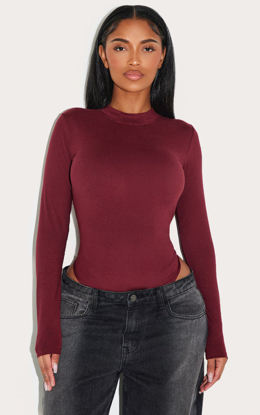Shape Burgundy Sculpted Long Sleeve Bodysuit