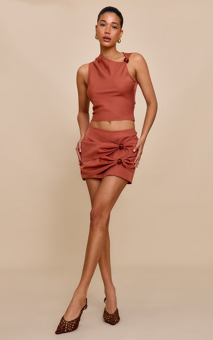 Rust Bead Detail Asymmetric Top