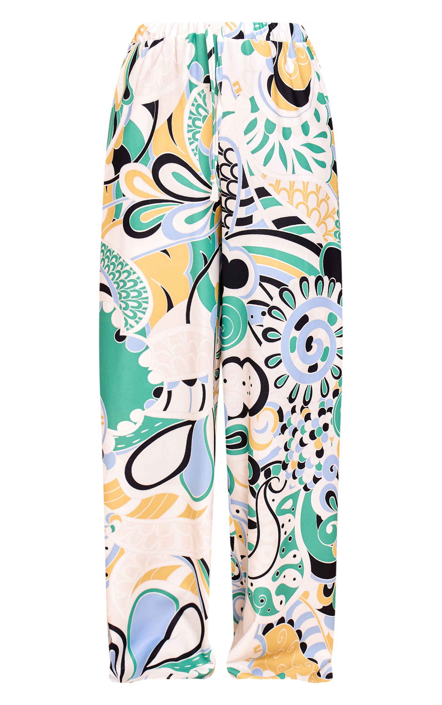 Multi Abstract Print Woven Floaty Wide Leg Pants