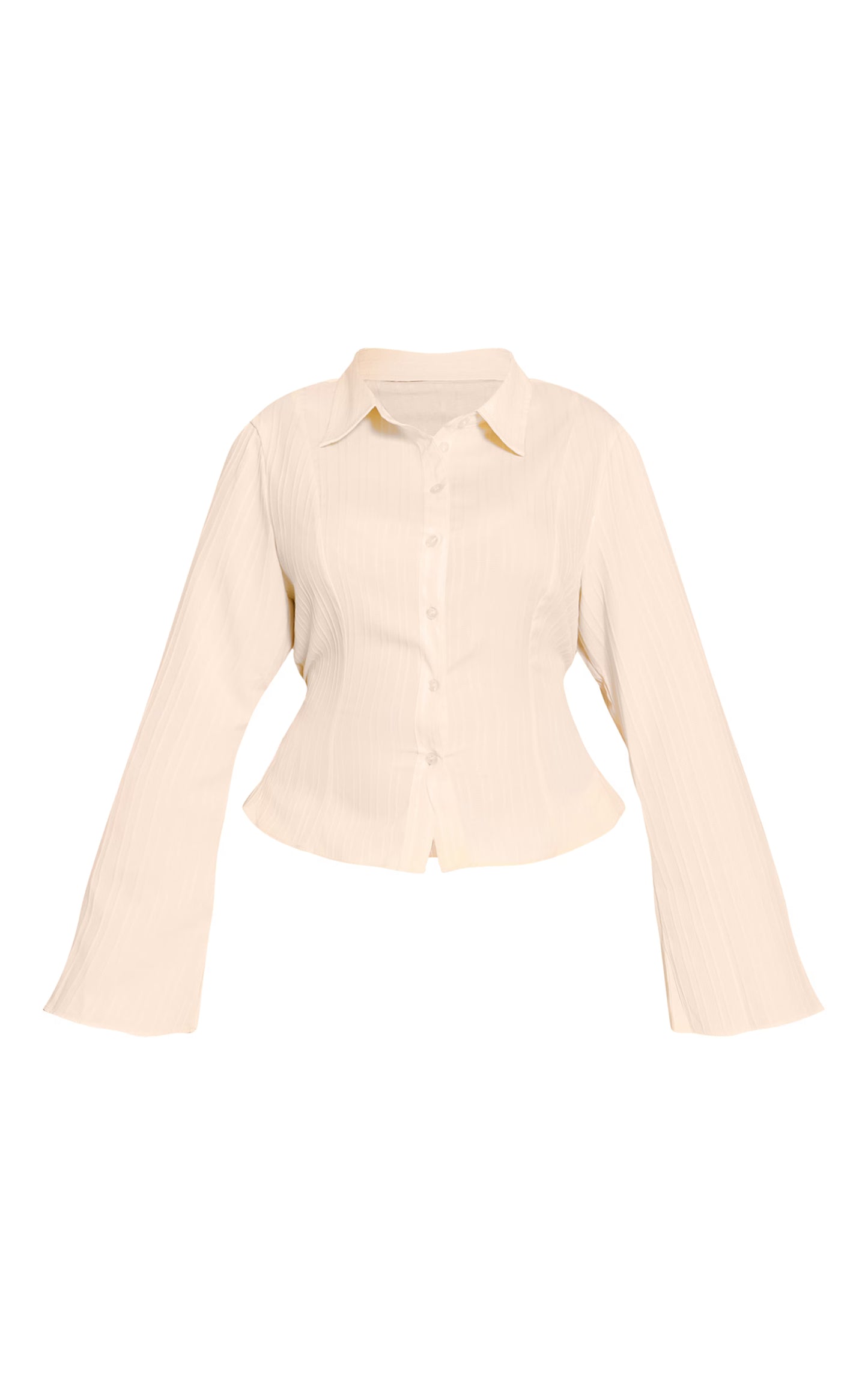 Plus Cream Textured Satin Tie Back Shirt