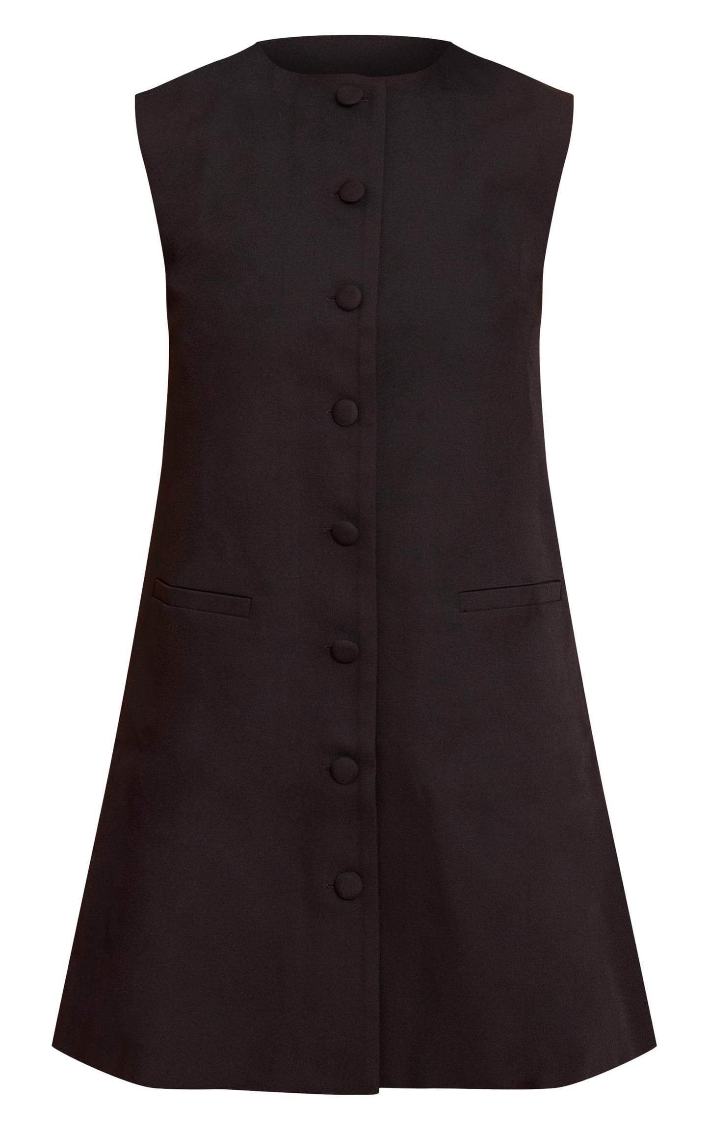 Black Tailored Woven Button Down A Line Mini Dress