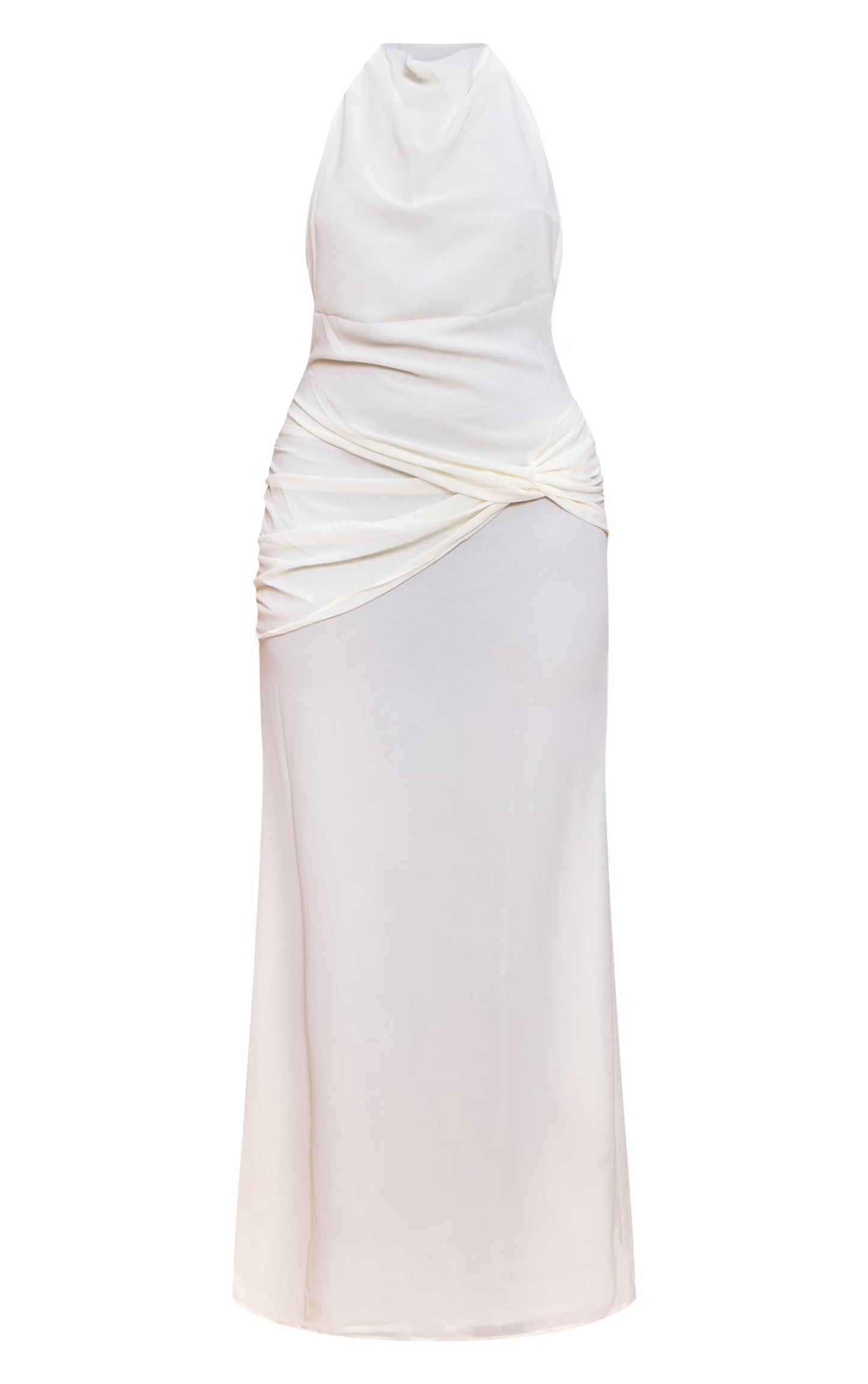 Cream Chiffon Twist Detail Maxi Dress