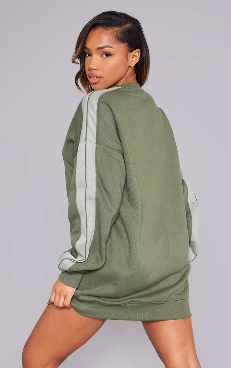 Khaki Pennsylvania Graphic Embroidered Sweater Dress