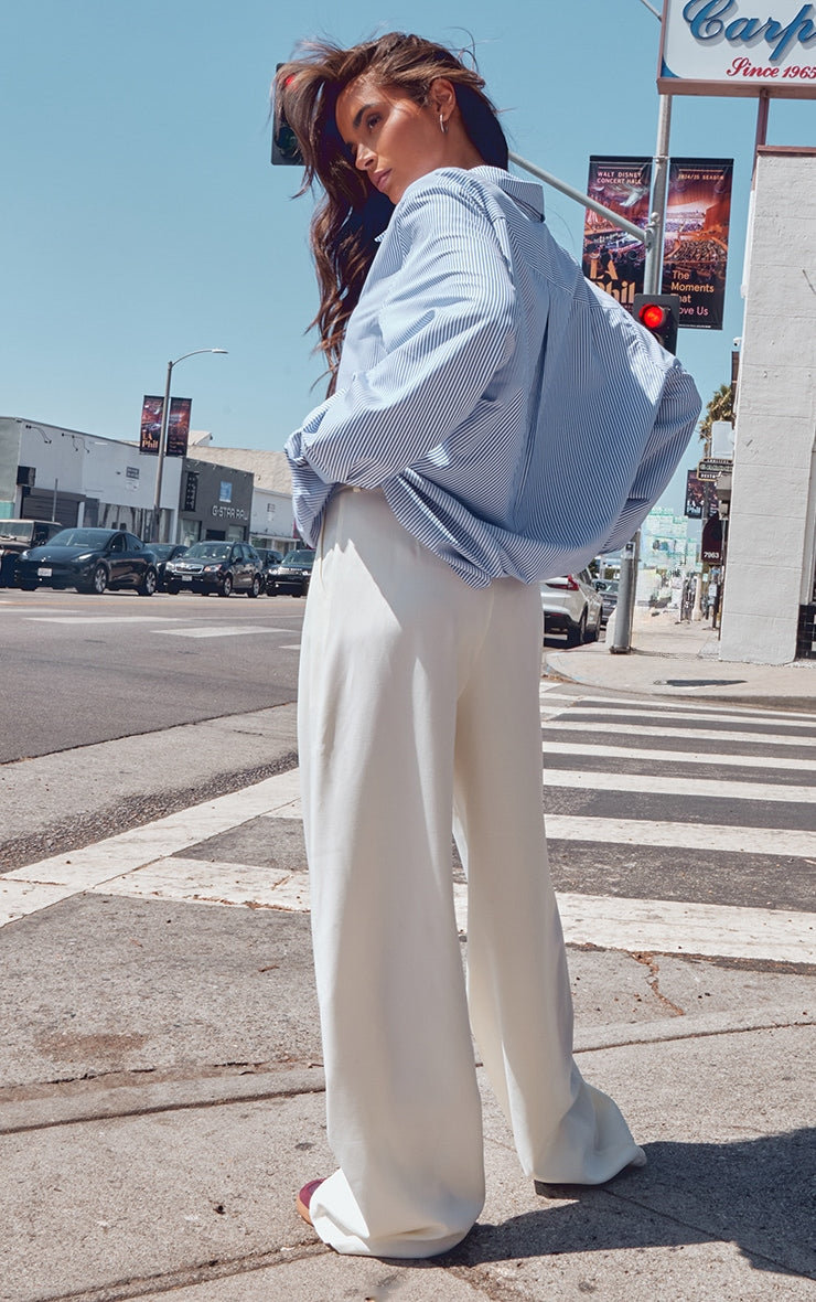 Blue Striped Oversized Cotton Shirt