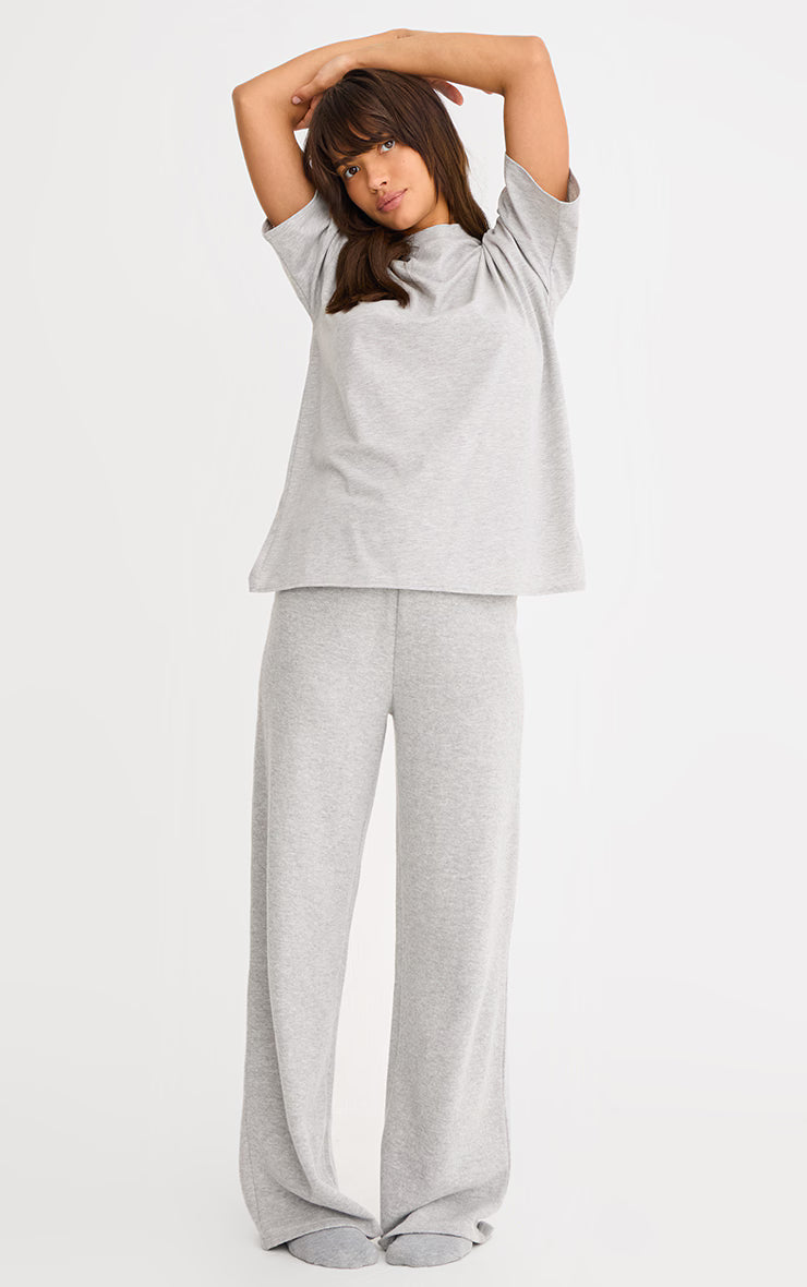 Grey Cotton Basic Oversized T-shirt