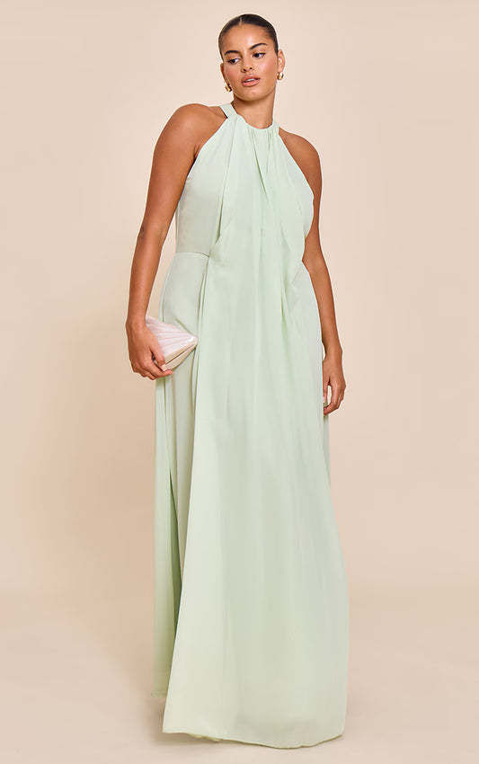 Plus Lime Chiffon Extreme Pleated Maxi Dress