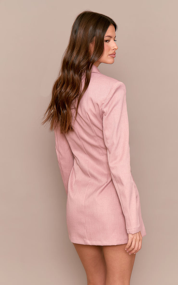 Blush Rose Tailored Button Up Pocket Detail Mini Dress