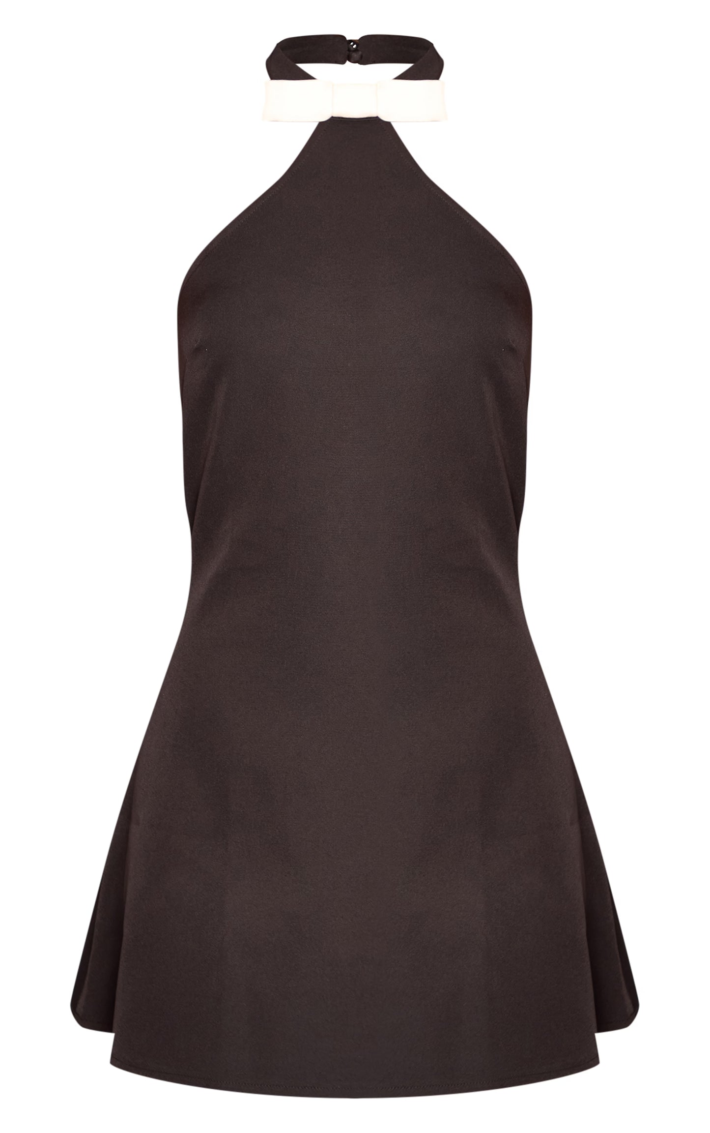 Black Bow Tie High Neck Cut Out Mini Dress