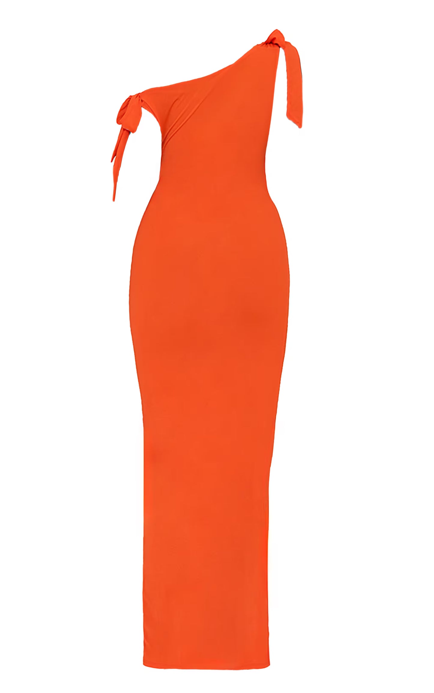 Red Chiffon Asymmetric Tie Detail Maxi Dress