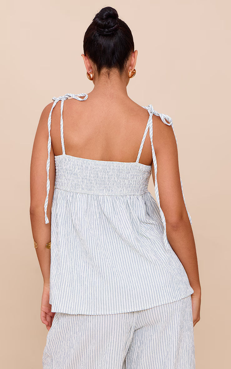 Sage Green Woven Textured Striped Floaty Top