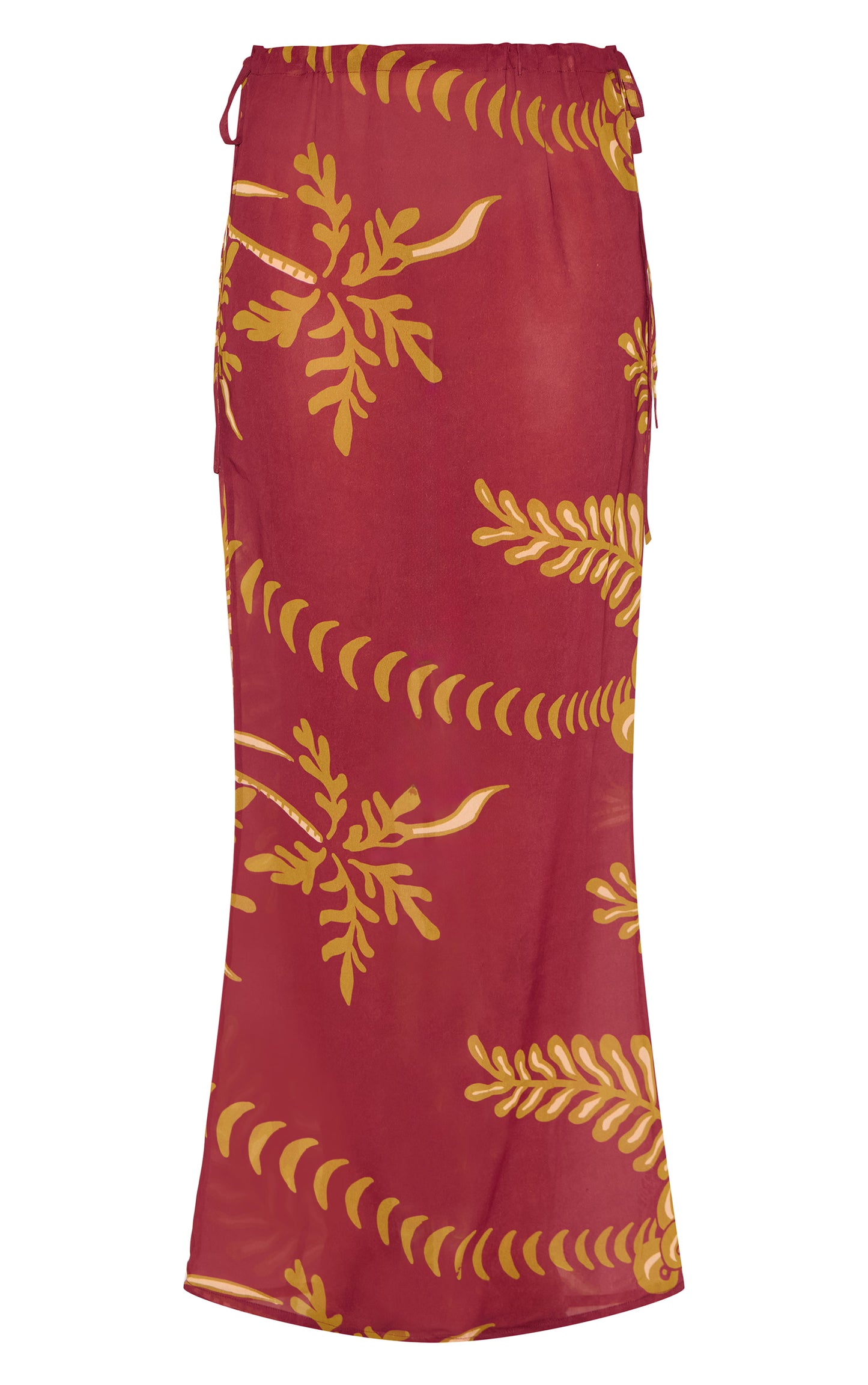 Brown Sheer Floral Tie Side Maxi Skirt