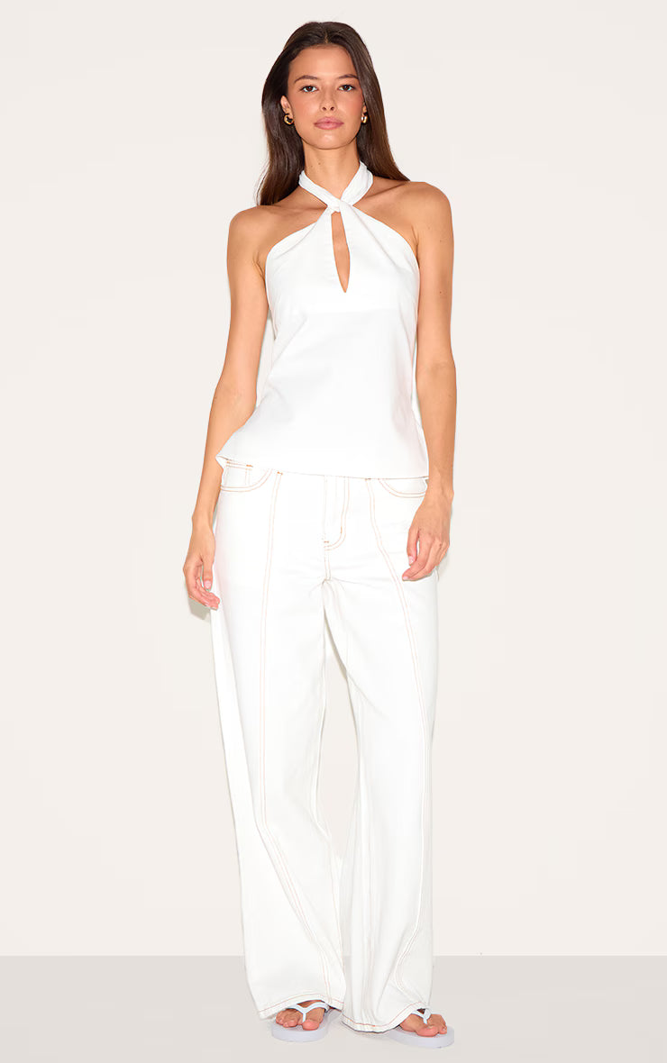 White Key Hole Top
