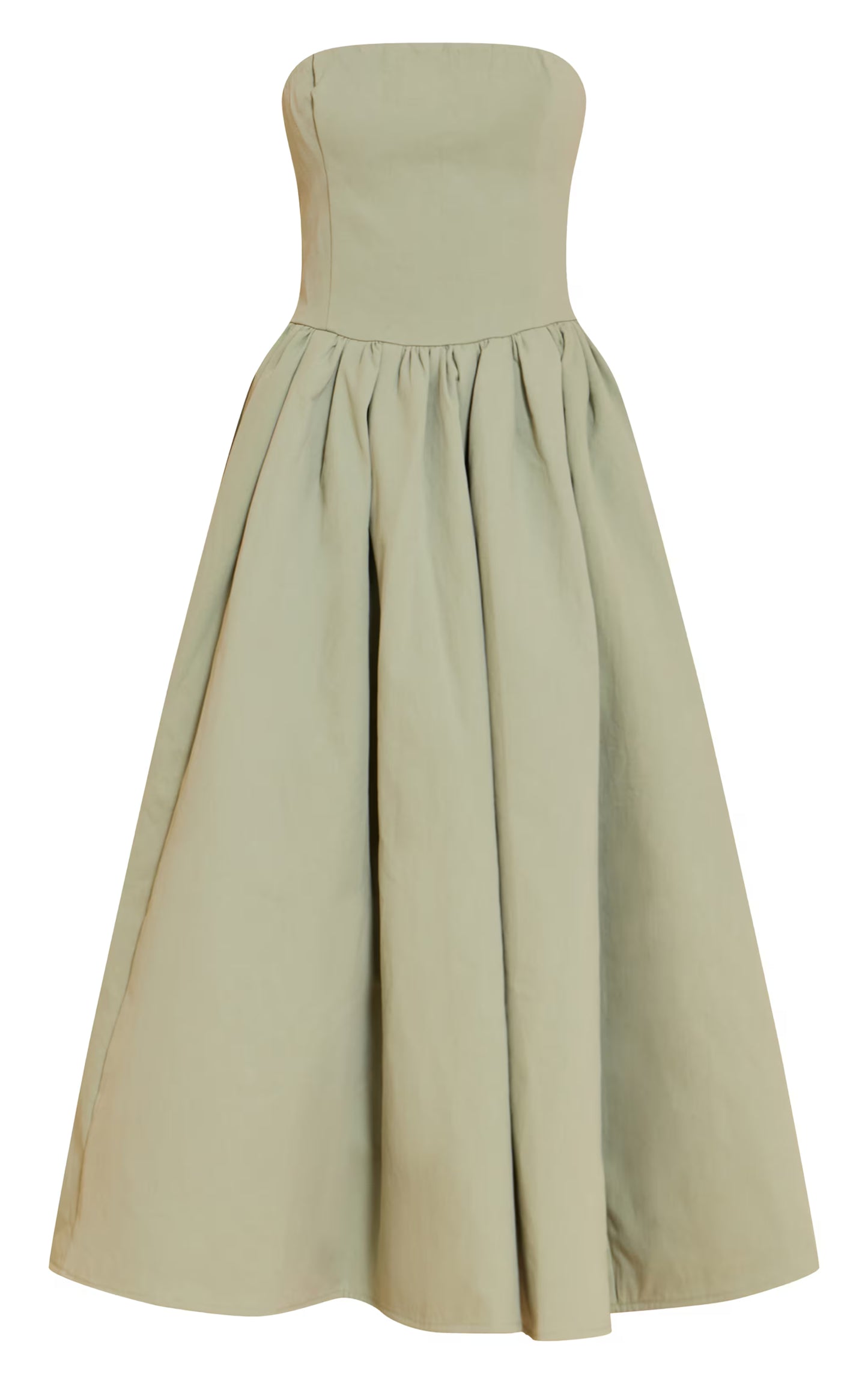 Sage Woven Bandeau Ruched Skater Midaxi Dress