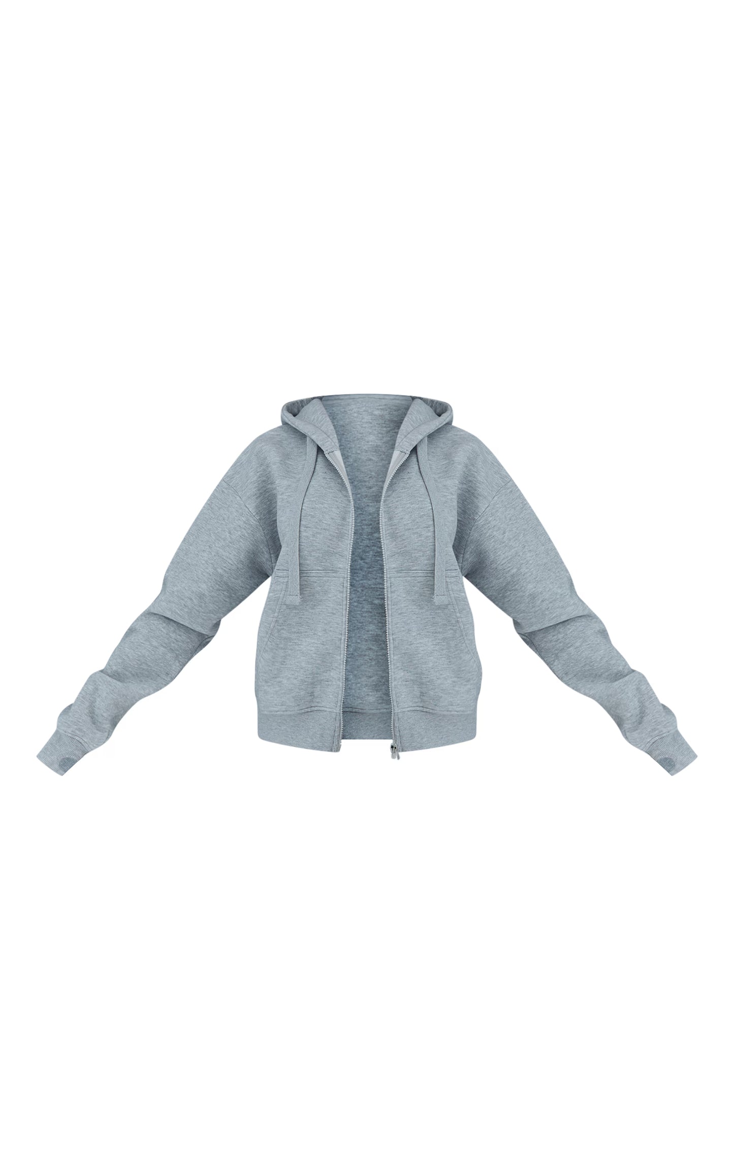 Ash Grey Oversized Hooded Zip Up Sweat Hoodie