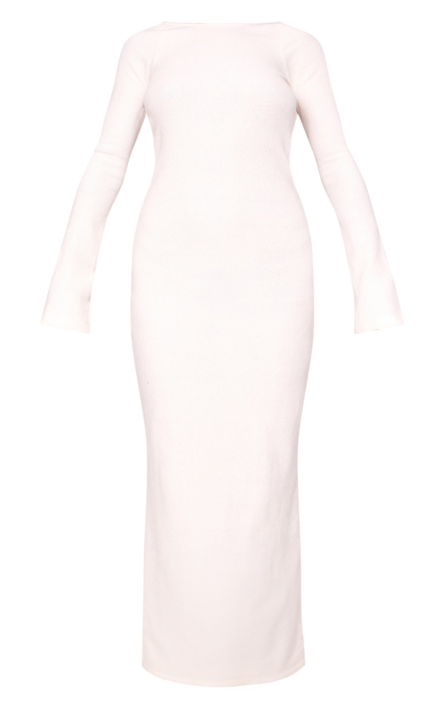 Cream Heavy Brushed Rib Tie Back Maxi Dress