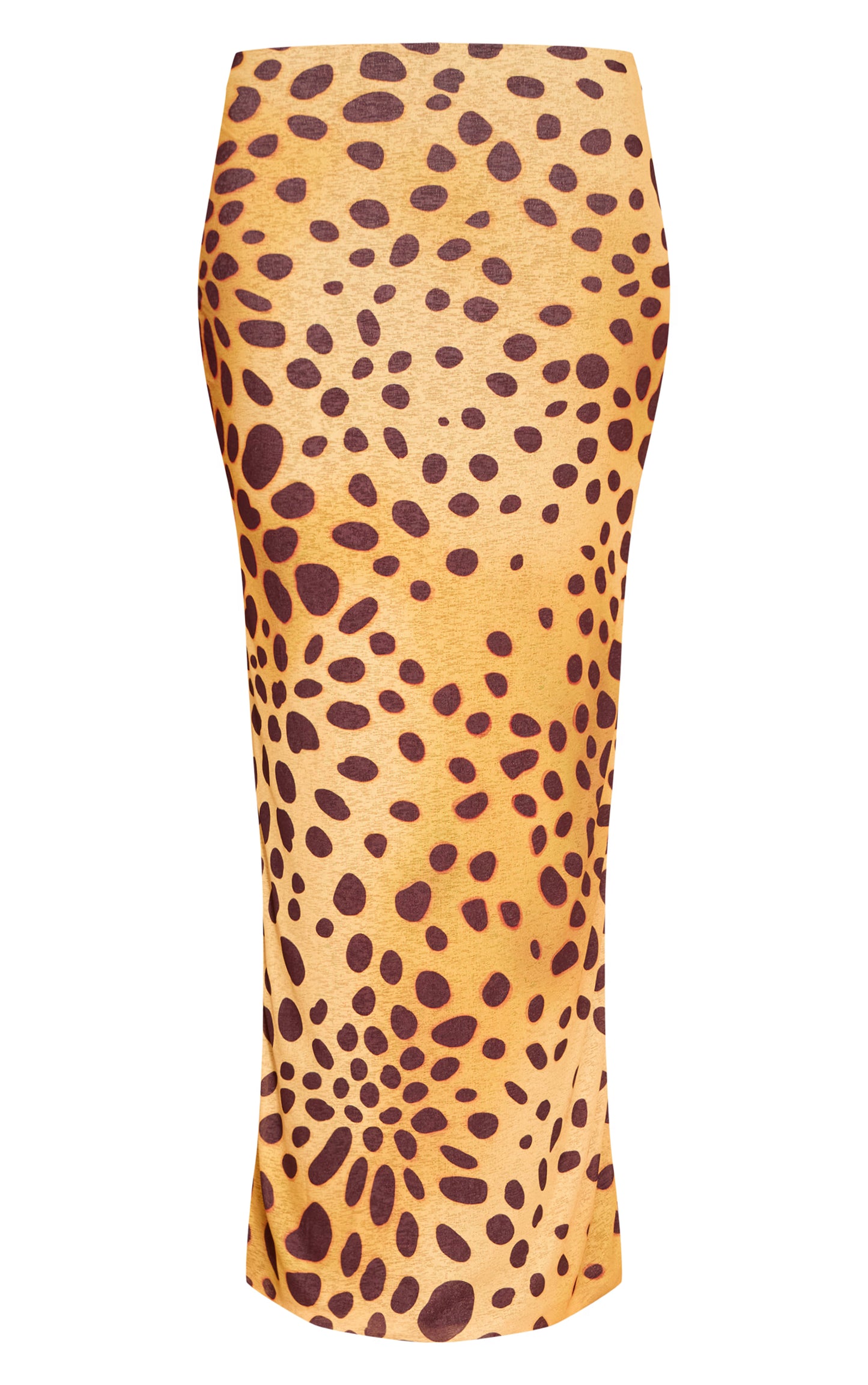 Yellow Leopard Print Onion Skin Low Rise Maxi Skirt