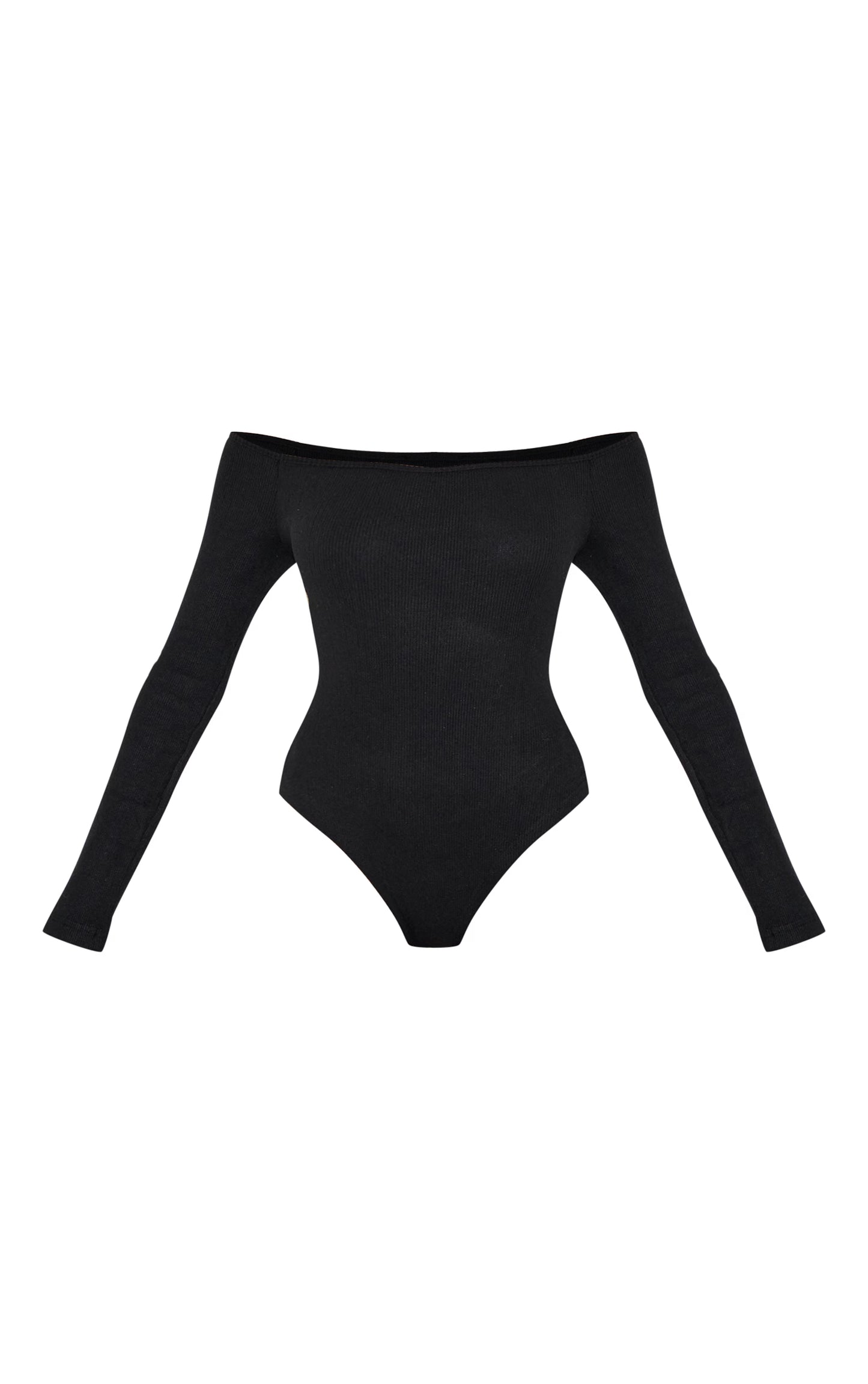 Black Brushed Rib Bardot Long Sleeve Bodysuit