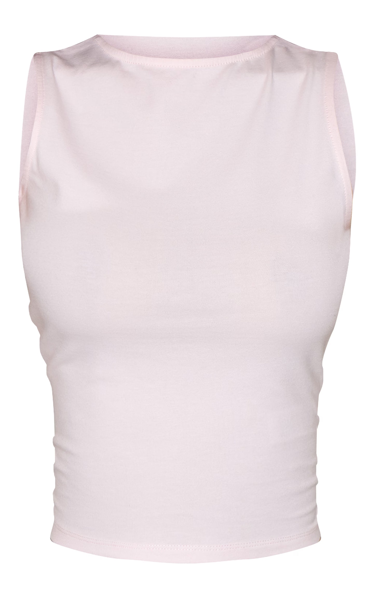 Baby Pink Soft Cotton Boat Neck Sleeveless Top