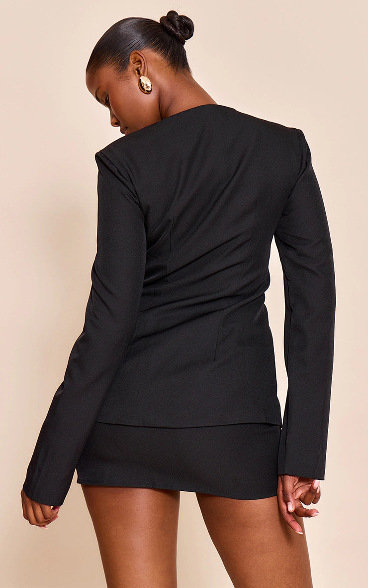 Black Tailored Trim Detail Mini Skirt