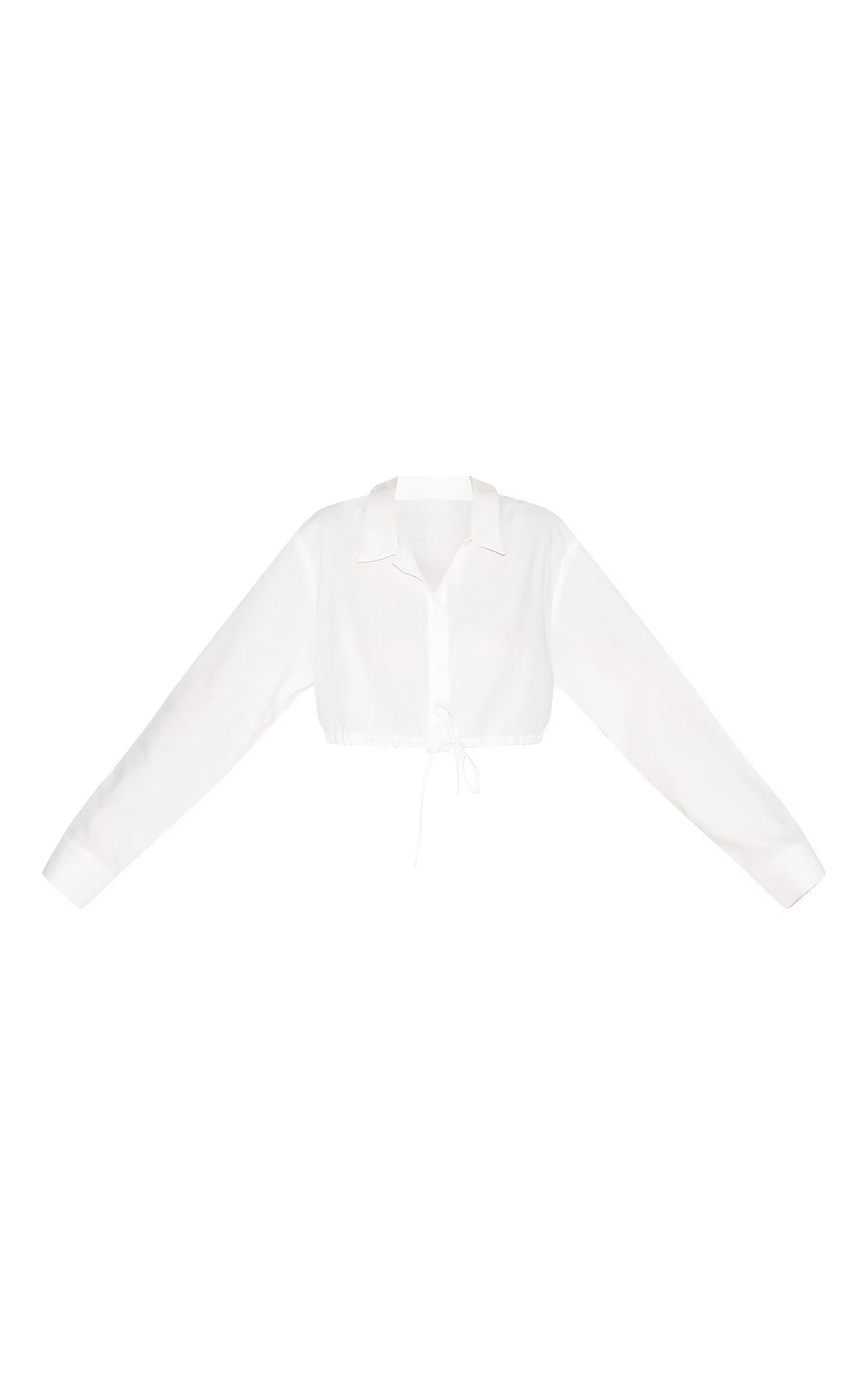White Drawstring Cropped Shirt