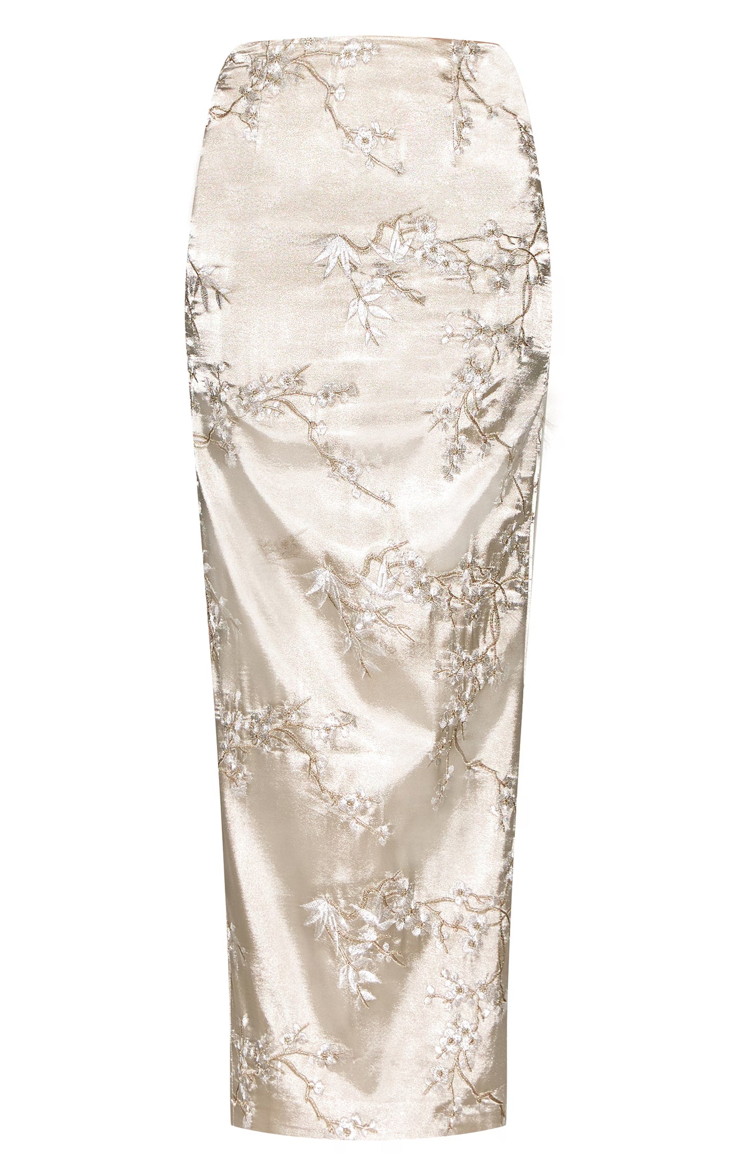 Pastel Green Floral Embroidered Maxi Skirt