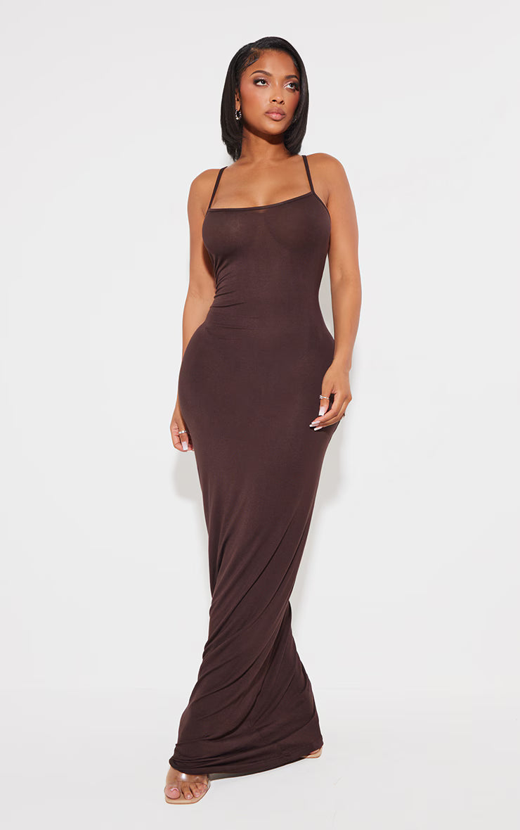 Shape Chocolate Brown Jersey Strappy Maxi Dress