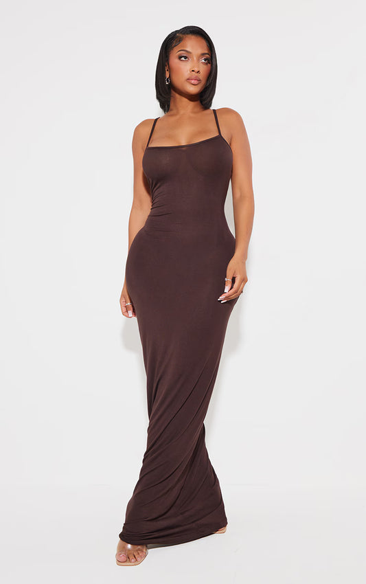 Shape Chocolate Brown Jersey Strappy Maxi Dress