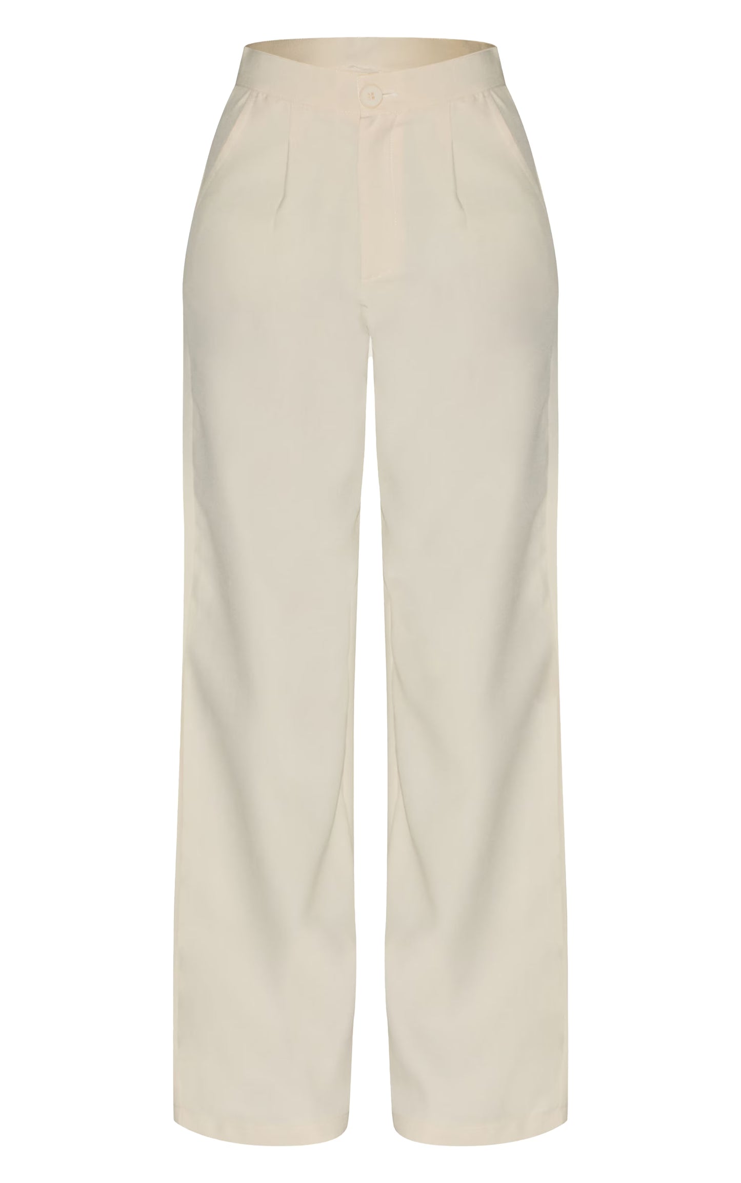 Premium Cream Tailored Woven High Waist Wide Leg Pants