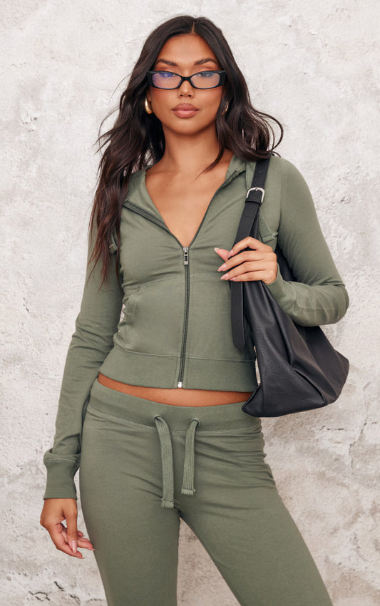 Sea Green Zip Up Fitted Track Top