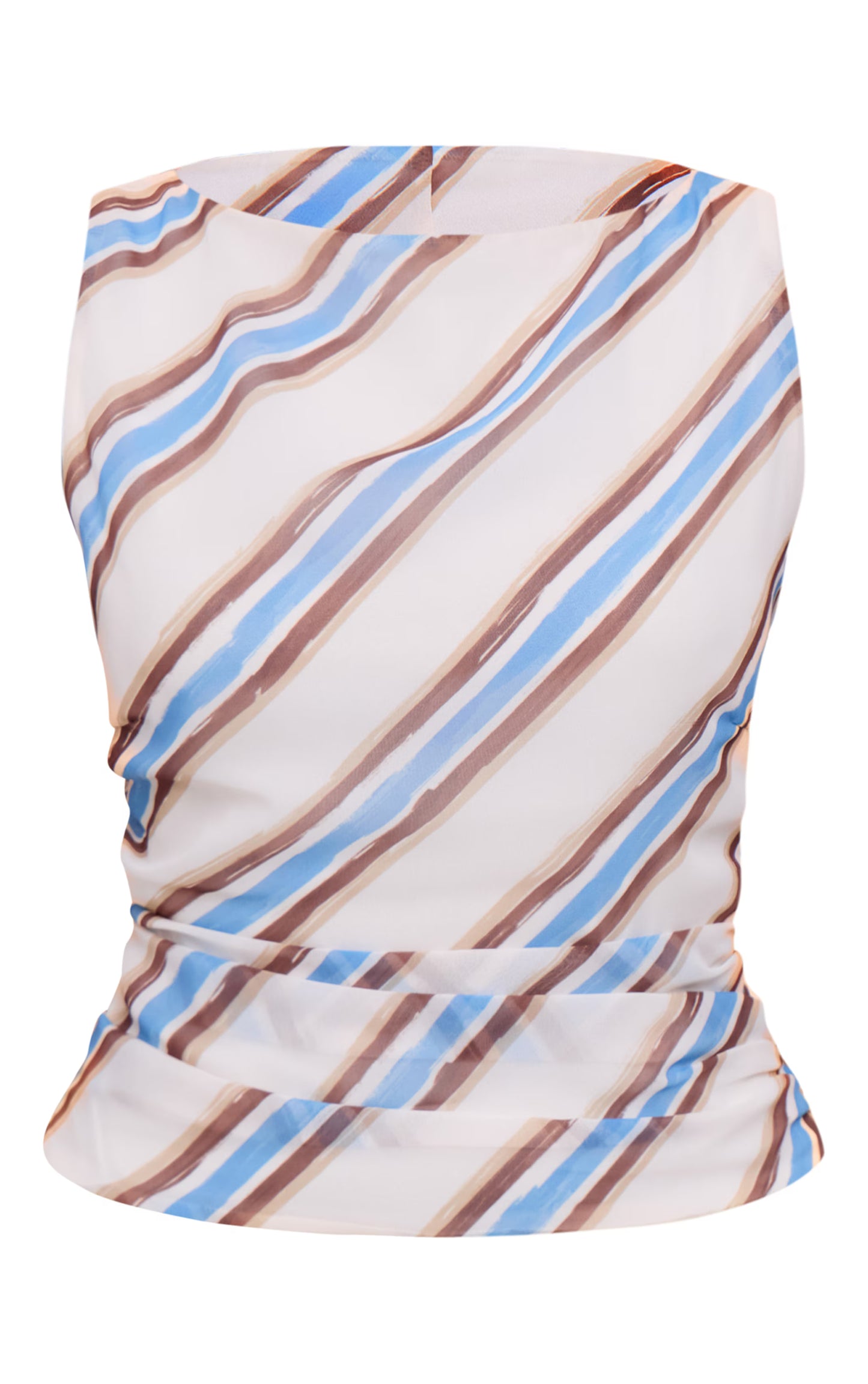 Blue Stripe Ruched Long Top