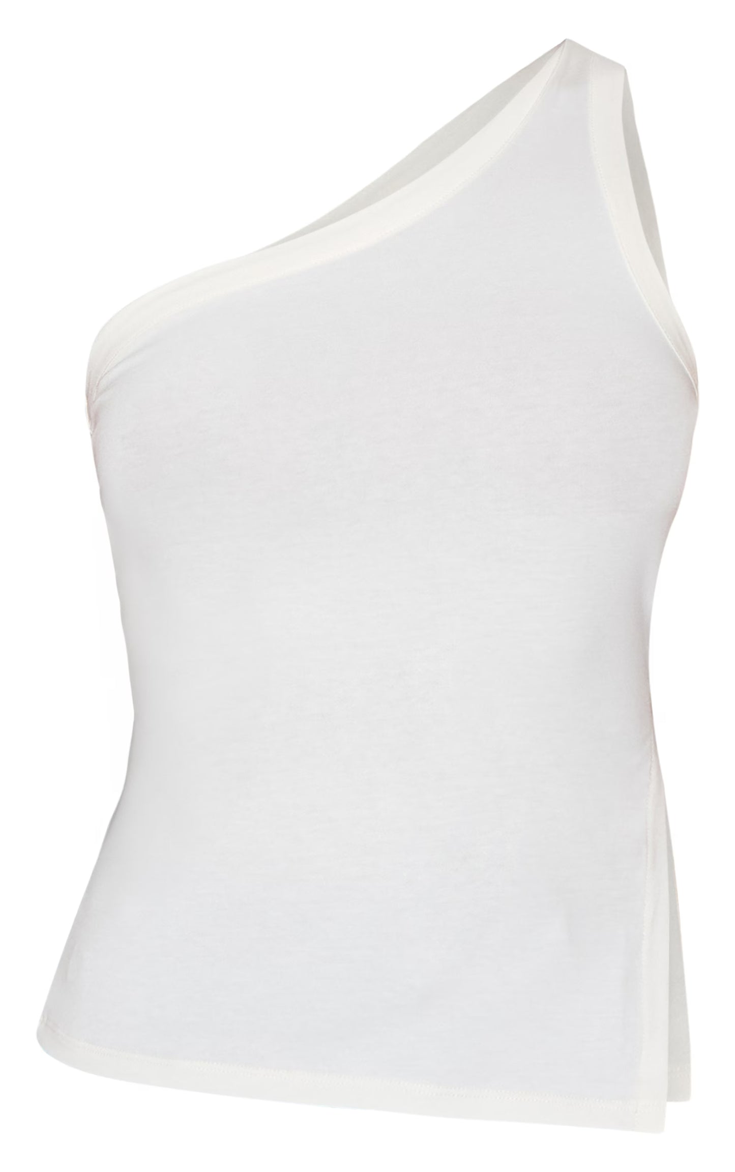Cream One Shoulder Long Vest Top