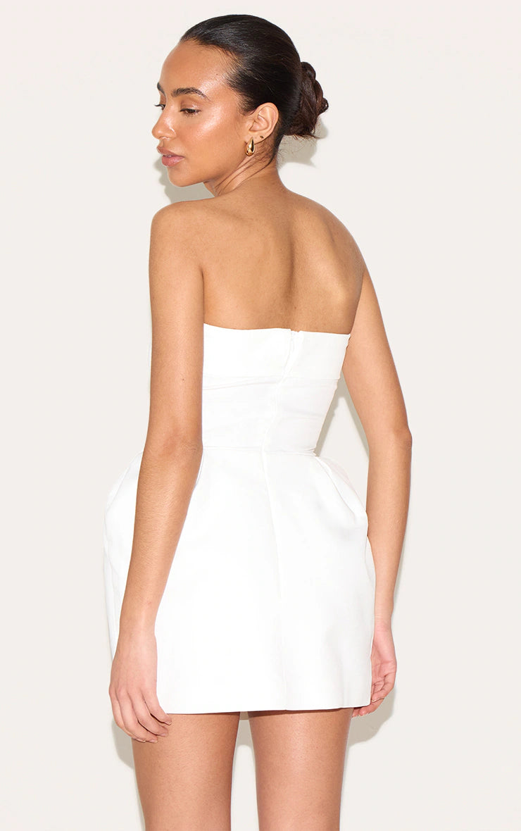 Petite White Bandeau Woven Mini Dress