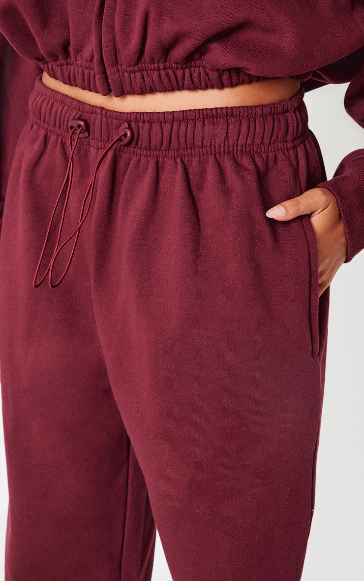 Burgundy Drawcord Hem Oversized Sweatpants
