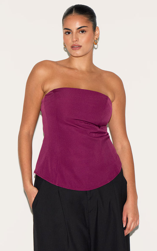Plus Wine Peplum Bandeau