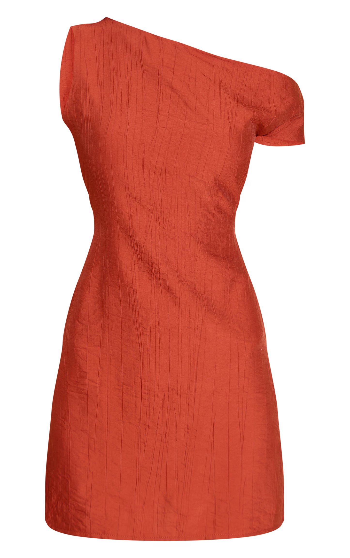 Rust Texture One Shoulder Mini Dress