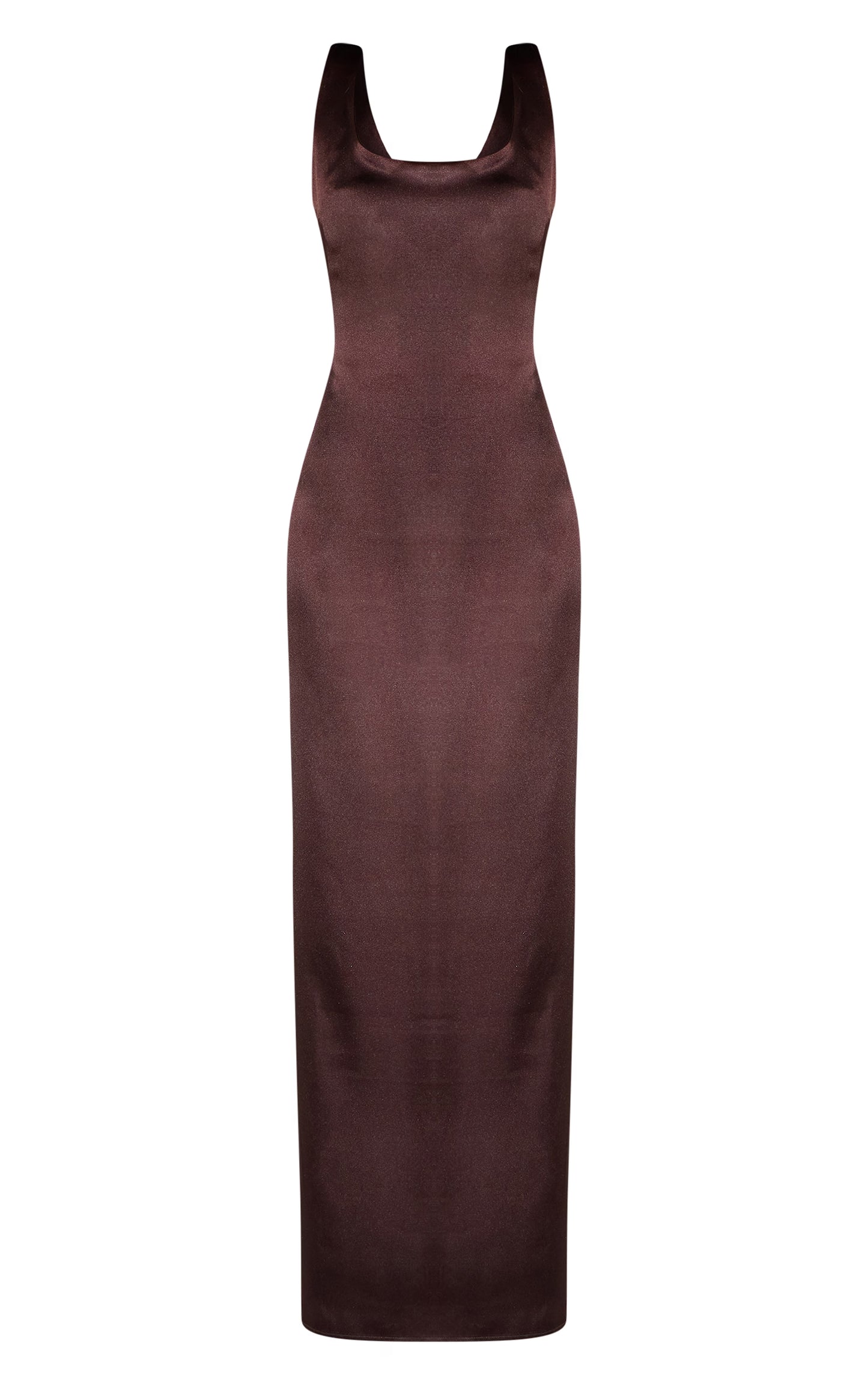 Chocolate Satin Scoop Neck Maxi Dress