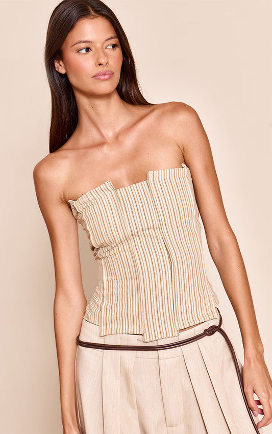 Cream Striped Peach Skin Corset