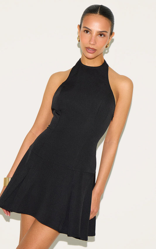 Petite Black Halterneck Shift Dress