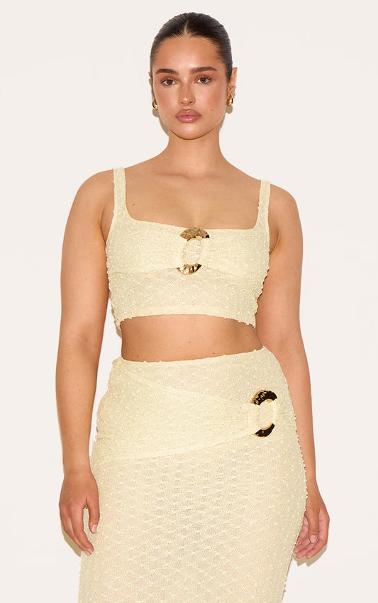 Shape Lemon Textured Gold Hammered Ring Cami Top