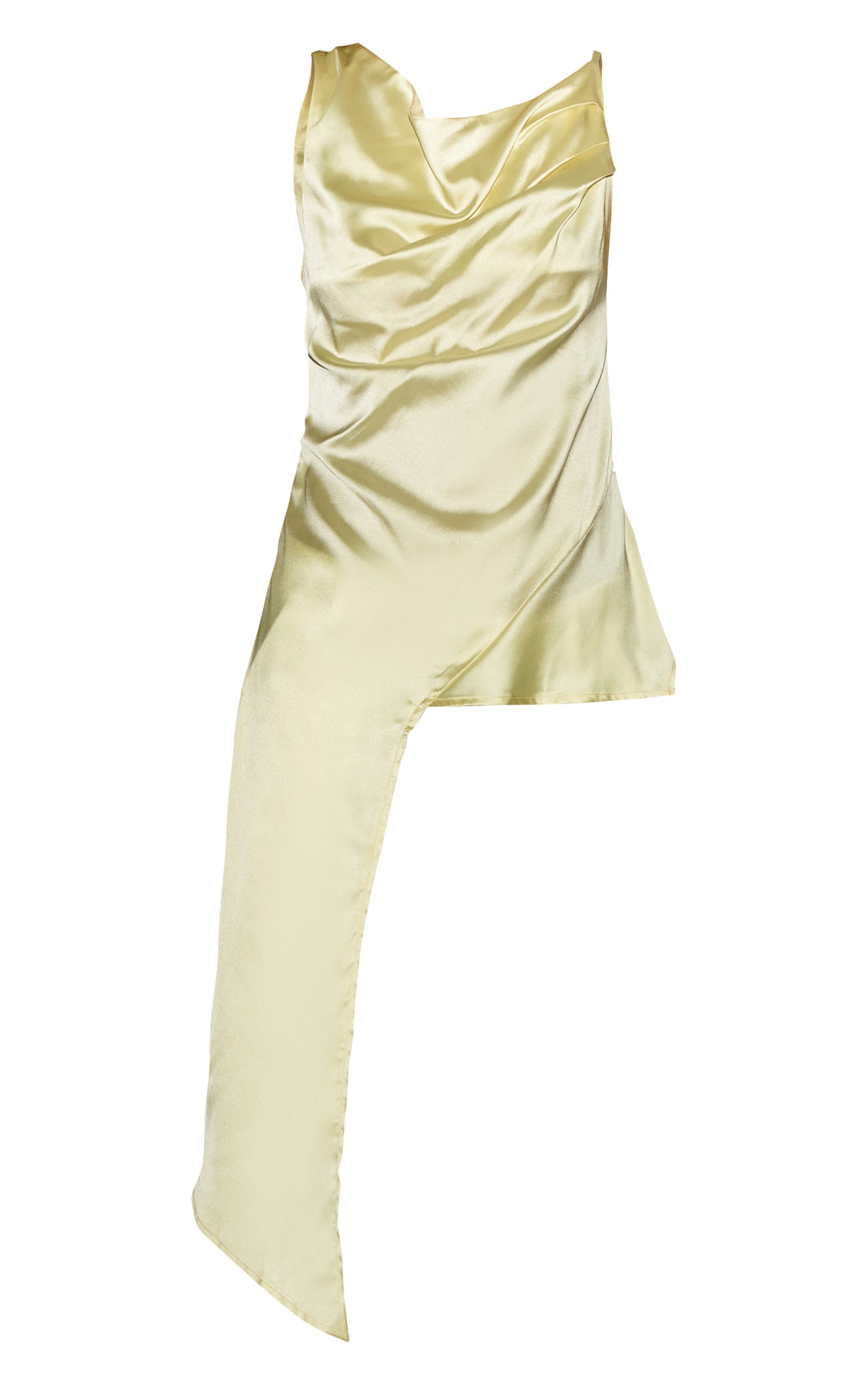 Yellow Asymmetric Satin Top