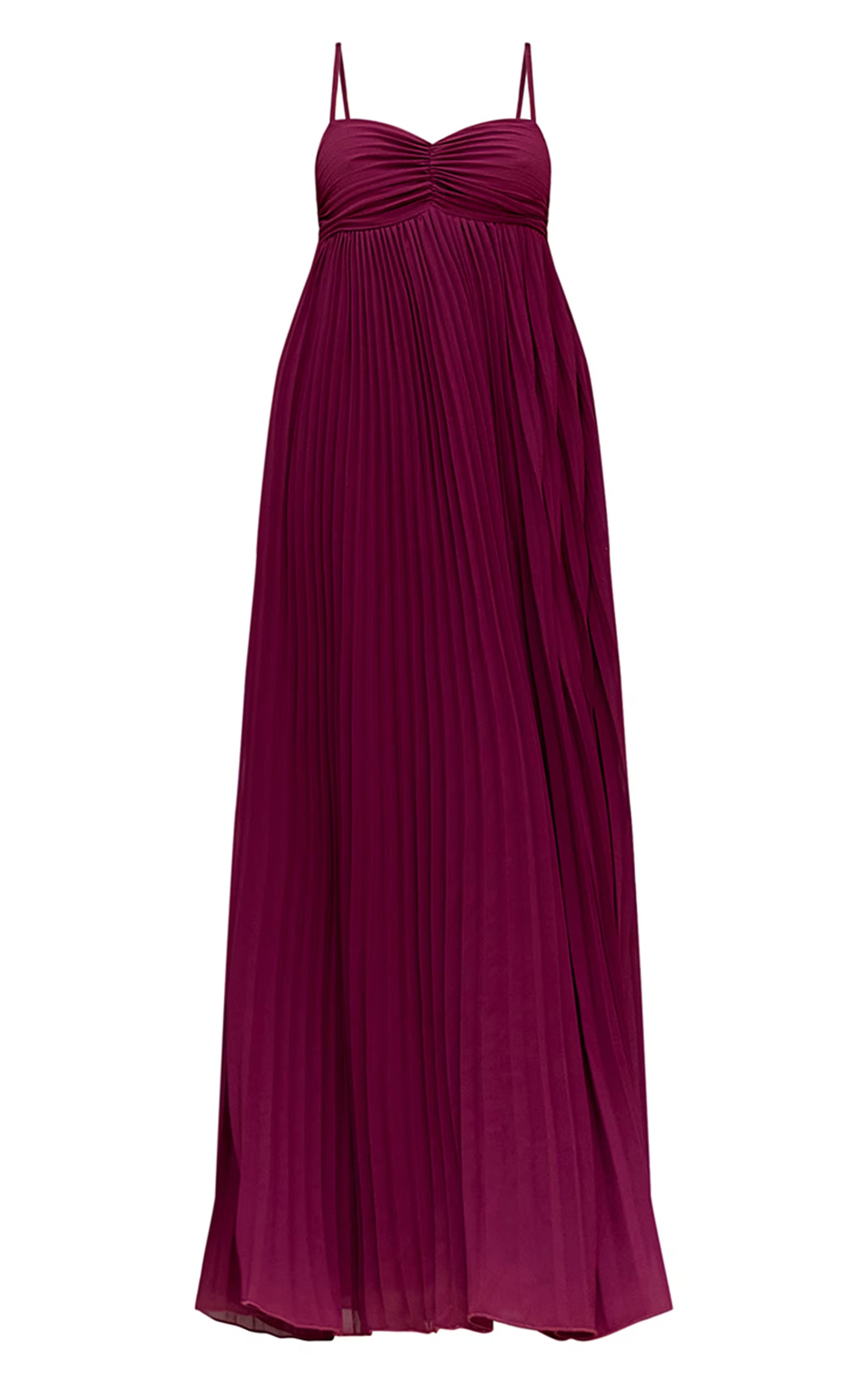 Wine Plisse Maxi Dress