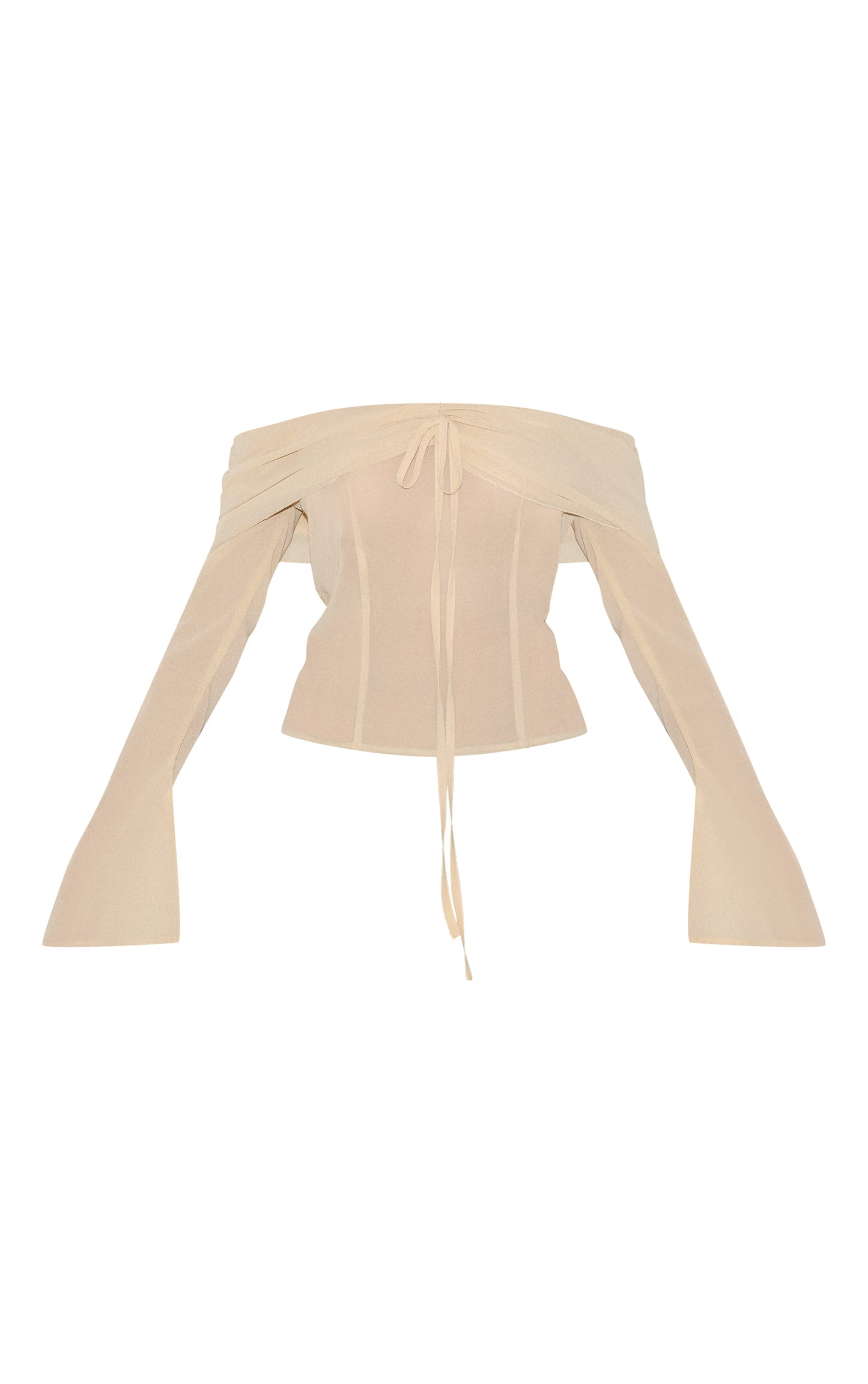 Almond Bardot Chiffon Blouse